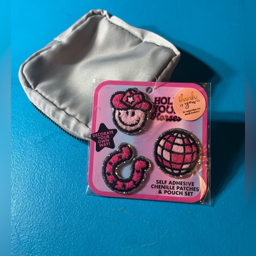 5” NEW! Hold Your Horses Pouch Set with Chenille Patches See pics for size